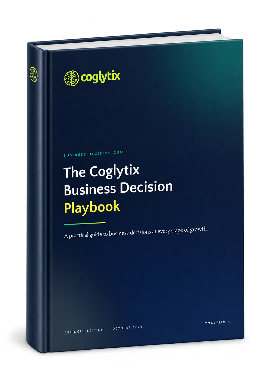 Three-dimensional hardback edition of The Coglytix Business Decision Playbook